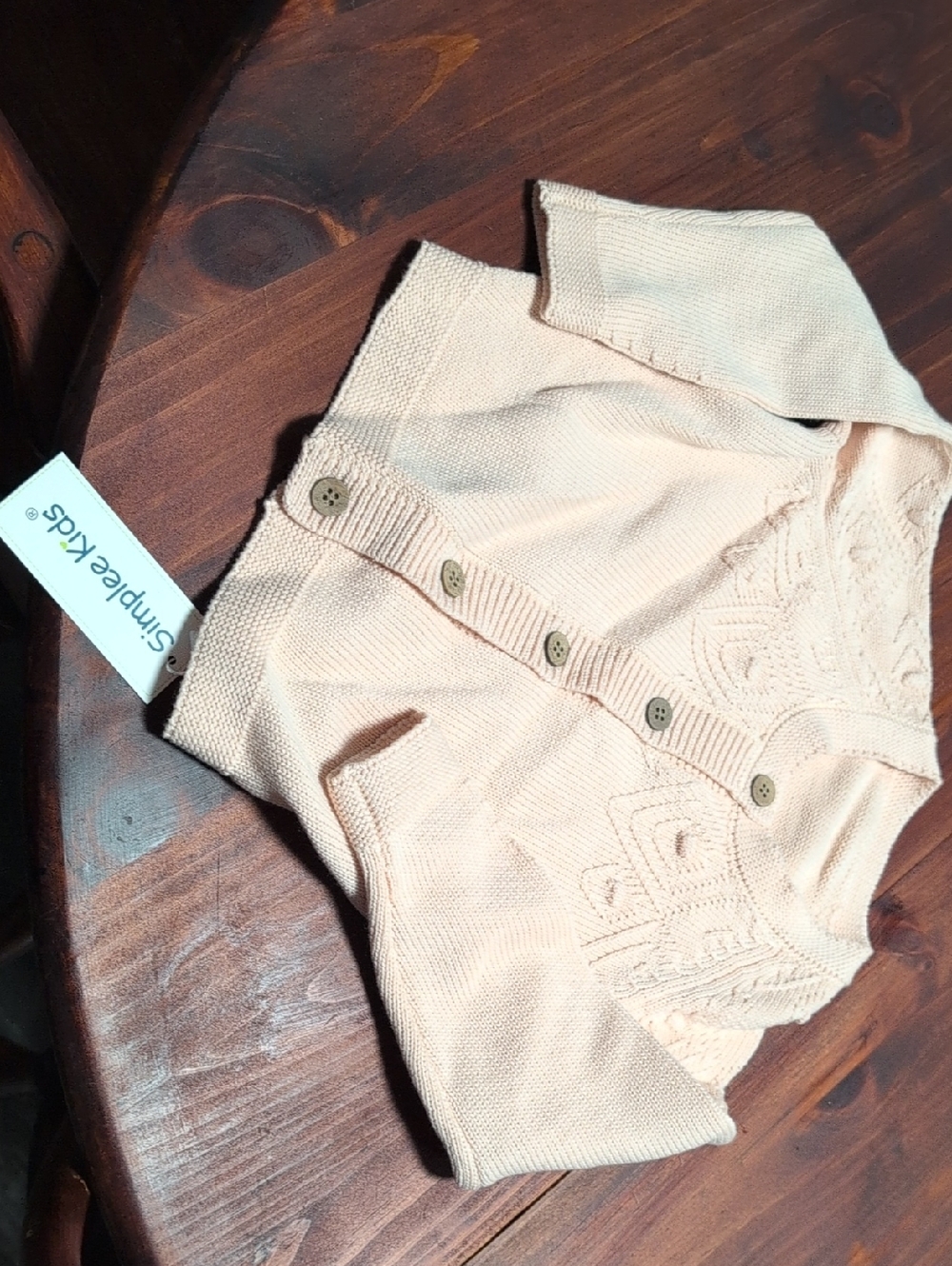Simplee Pale Peach Knit Button Cardigan